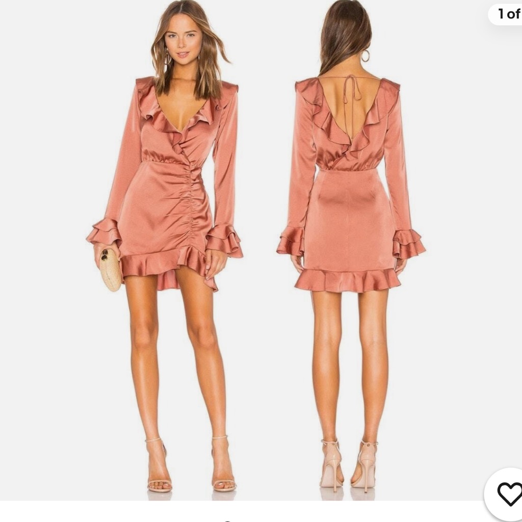 Majorelle Orange Pink Ruffled Wrap Dress